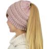 imageCC BeanieTail Soft Stretch Cable Knit Messy High Bun Ponytail Beanie HatRose Metallic