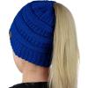 imageCC BeanieTail Soft Stretch Cable Knit Messy High Bun Ponytail Beanie HatRoyal
