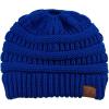 imageCC BeanieTail Soft Stretch Cable Knit Messy High Bun Ponytail Beanie HatRoyal