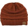 imageCC BeanieTail Soft Stretch Cable Knit Messy High Bun Ponytail Beanie HatRust