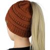 imageCC BeanieTail Soft Stretch Cable Knit Messy High Bun Ponytail Beanie HatRust