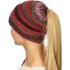 imageCC BeanieTail Soft Stretch Cable Knit Messy High Bun Ponytail Beanie HatRust Tribal Blend