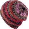 imageCC BeanieTail Soft Stretch Cable Knit Messy High Bun Ponytail Beanie HatRust Tribal Blend