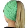 imageCC BeanieTail Soft Stretch Cable Knit Messy High Bun Ponytail Beanie HatSage
