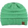 imageCC BeanieTail Soft Stretch Cable Knit Messy High Bun Ponytail Beanie HatSage