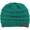 imageCC BeanieTail Soft Stretch Cable Knit Messy High Bun Ponytail Beanie HatSeagreen