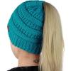 imageCC BeanieTail Soft Stretch Cable Knit Messy High Bun Ponytail Beanie HatTeal