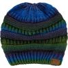 imageCC BeanieTail Soft Stretch Cable Knit Messy High Bun Ponytail Beanie HatTeal Tribal Blend