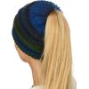 imageCC BeanieTail Soft Stretch Cable Knit Messy High Bun Ponytail Beanie HatTeal Tribal Blend
