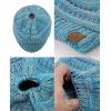 imageCC BeanieTail Soft Stretch Cable Knit Messy High Bun Ponytail Beanie HatTurquoise Mix