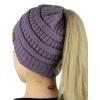 imageCC BeanieTail Soft Stretch Cable Knit Messy High Bun Ponytail Beanie HatViolet