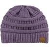 imageCC BeanieTail Soft Stretch Cable Knit Messy High Bun Ponytail Beanie HatViolet