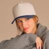 imageCC Beige Two Tone CanvasCorduroy Snapback Trucker Hat for UnisexNavy