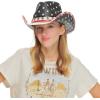 imageCC Classic Western Wide Roll up Brim Turquoise Charm Trim Band Cowboy Cowgirl HatAmerican