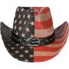 imageCC Classic Western Wide Roll up Brim Turquoise Charm Trim Band Cowboy Cowgirl HatAmerican Flag