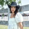 imageCC Classic Western Wide Roll up Brim Turquoise Charm Trim Band Cowboy Cowgirl HatBlack