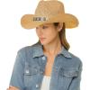imageCC Classic Western Wide Roll up Brim Turquoise Charm Trim Band Cowboy Cowgirl HatDk Natural