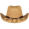 imageCC Classic Western Wide Roll up Brim Turquoise Charm Trim Band Cowboy Cowgirl HatDk Natural
