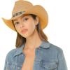 imageCC Classic Western Wide Roll up Brim Turquoise Charm Trim Band Cowboy Cowgirl HatDk Natural