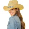 imageCC Classic Western Wide Roll up Brim Turquoise Charm Trim Band Cowboy Cowgirl HatNatural