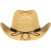 imageCC Classic Western Wide Roll up Brim Turquoise Charm Trim Band Cowboy Cowgirl HatNatural