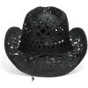 imageCC Classic Western Wide Roll up Brim Turquoise Charm Trim Band Cowboy Cowgirl HatOpen Weavedblack