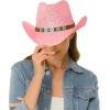 imageCC Classic Western Wide Roll up Brim Turquoise Charm Trim Band Cowboy Cowgirl HatPink
