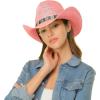 imageCC Classic Western Wide Roll up Brim Turquoise Charm Trim Band Cowboy Cowgirl HatPink