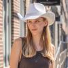 imageCC Classic Western Wide Roll up Brim Turquoise Charm Trim Band Cowboy Cowgirl HatUnder Brim Rhinestonewhite