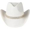 imageCC Classic Western Wide Roll up Brim Turquoise Charm Trim Band Cowboy Cowgirl HatUnder Brim Rhinestonewhite