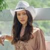 imageCC Classic Western Wide Roll up Brim Turquoise Charm Trim Band Cowboy Cowgirl HatWhite