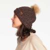 imageCC Exclusives Fuzzy Lined Knit Fur Pom Beanie Hat YJ820A Confetti Mohair Ribbedbrown