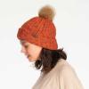 imageCC Exclusives Fuzzy Lined Knit Fur Pom Beanie Hat YJ820A Confetti Mohair Ribbedburnt Orange