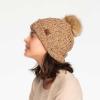 imageCC Exclusives Fuzzy Lined Knit Fur Pom Beanie Hat YJ820A Confetti Mohair Ribbedcamel