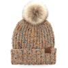 imageCC Exclusives Fuzzy Lined Knit Fur Pom Beanie Hat YJ820A Confetti Mohair Ribbedcamel
