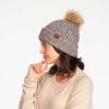 imageCC Exclusives Fuzzy Lined Knit Fur Pom Beanie Hat YJ820A Confetti Mohair Ribbedlt Grey