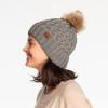 imageCC Exclusives Fuzzy Lined Knit Fur Pom Beanie Hat YJ820A Lattice Crossover Stitchltmelgrey