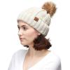 imageCC Exclusives Fuzzy Lined Knit Fur Pom Beanie Hat YJ820Beige