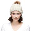 imageCC Exclusives Fuzzy Lined Knit Fur Pom Beanie Hat YJ820Beige