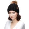 imageCC Exclusives Fuzzy Lined Knit Fur Pom Beanie Hat YJ820Black