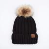 imageCC Exclusives Fuzzy Lined Knit Fur Pom Beanie Hat YJ820Black