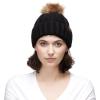 imageCC Exclusives Fuzzy Lined Knit Fur Pom Beanie Hat YJ820Black