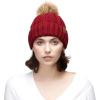 imageCC Exclusives Fuzzy Lined Knit Fur Pom Beanie Hat YJ820Burgundy
