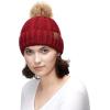 imageCC Exclusives Fuzzy Lined Knit Fur Pom Beanie Hat YJ820Burgundy