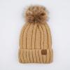 imageCC Exclusives Fuzzy Lined Knit Fur Pom Beanie Hat YJ820Camel
