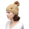 imageCC Exclusives Fuzzy Lined Knit Fur Pom Beanie Hat YJ820Camel