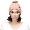 imageCC Exclusives Fuzzy Lined Knit Fur Pom Beanie Hat YJ820Indi Pink