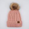imageCC Exclusives Fuzzy Lined Knit Fur Pom Beanie Hat YJ820Indi Pink