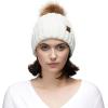 imageCC Exclusives Fuzzy Lined Knit Fur Pom Beanie Hat YJ820Ivory