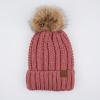 imageCC Exclusives Fuzzy Lined Knit Fur Pom Beanie Hat YJ820Mauve